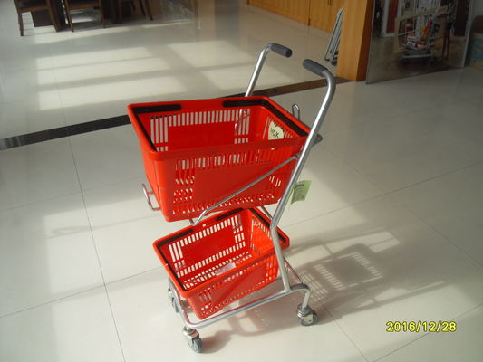Chine Petit chariot à panier à provisions d&#039;utilisation de magasin avec le pivot 4 roulettes de PVC de 3 pouces usine
