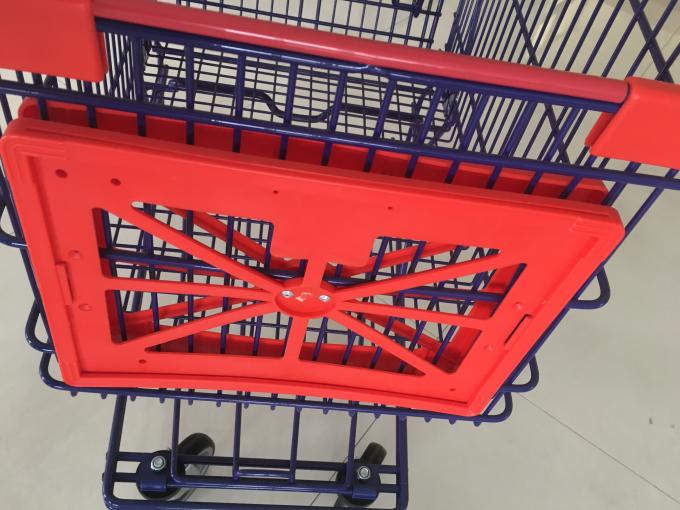 150 L 4 pièces en plastique galvanisées et rouges de chariot à achats de supermarché de roue