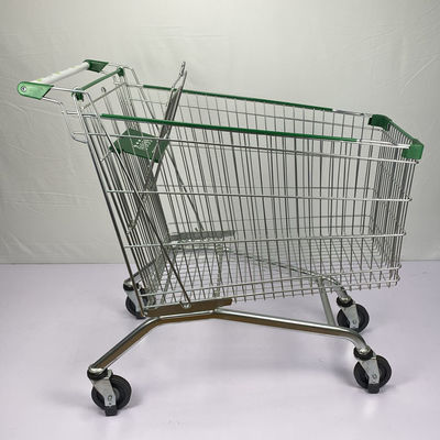 acheter Chariot adapté aux besoins du client à achats de supermarché de l'entrepôt 275L avec les pièces et les roues en plastique vertes d'ascenseur online manufacture