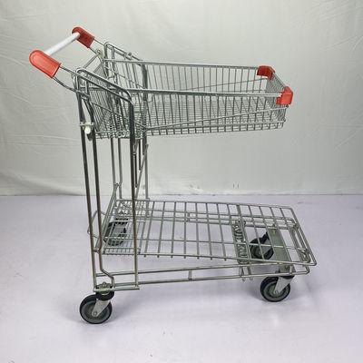 acheter Chariot en acier à la double couche Q195 de supermarché pliable d'entrepôt online manufacture