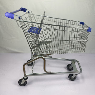 acheter Roues en acier d'unité centrale de chariot du style 150L de grande capacité d'épicerie à supermarché allemand de guichet unique avec les pièces en plastique bleues online manufacture