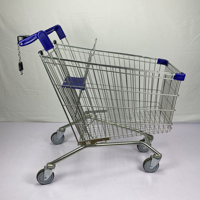 acheter Style européen fait sur commande de achat de chariot à supermarché en plastique bleu de pièces avec 4 roues et serrure d'unité centrale online manufacture