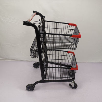 acheter Trois caddie en métal de l'acier au carbone Q195 de chariot à panier à provisions du panier 80L online manufacture
