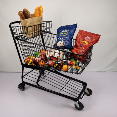 acheter 100L a adapté le chariot aux besoins du client de achat noir américain à panier plat de chariot à achats en métal avec le support de tasse online manufacture