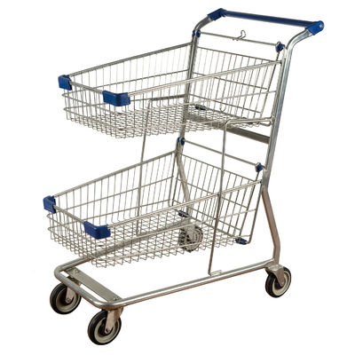acheter Le caddie de panier de double en métal de chariot à panier à provisions de service public a galvanisé le logo imprimé online manufacture
