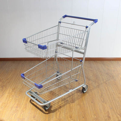 acheter Galvanisez deux couches de chariot de magasinage avec logo d'impression Chariot de magasinage en métal online manufacture