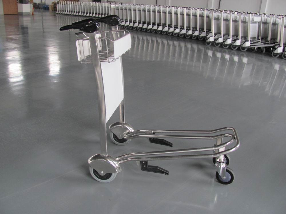 Mini Three Wheels Metal Supermarket / Airport Luggage Trolley With Brake 300KGS