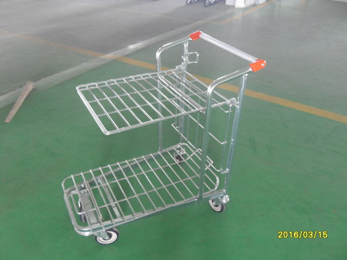 Chariot à cargaison d'entrepôt de supermarché de magasin de détail avec les roulettes plates de bande de pivot de 5 pouces