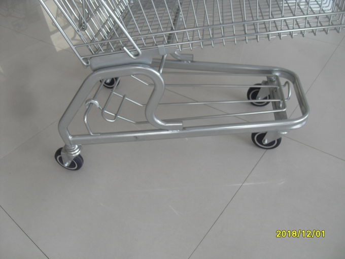 Chariot galvanisé à achats du supermarché 80L avec des pièces de magasin inférieur et de plastique